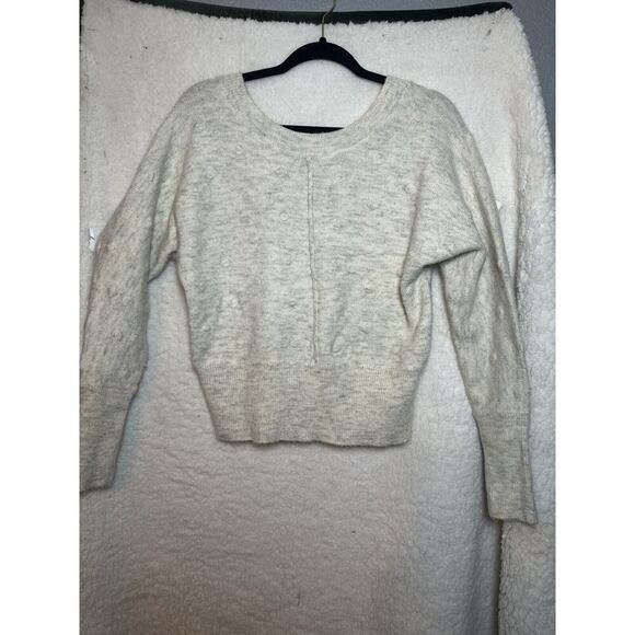 WILLIAM RAST Alpaca Bobble Sweater Women XS V-Back Heathered Ivory Dolman Sleeve - Picture 4 of 12